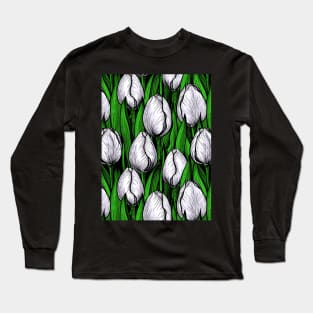 White tulips with green leaves Long Sleeve T-Shirt